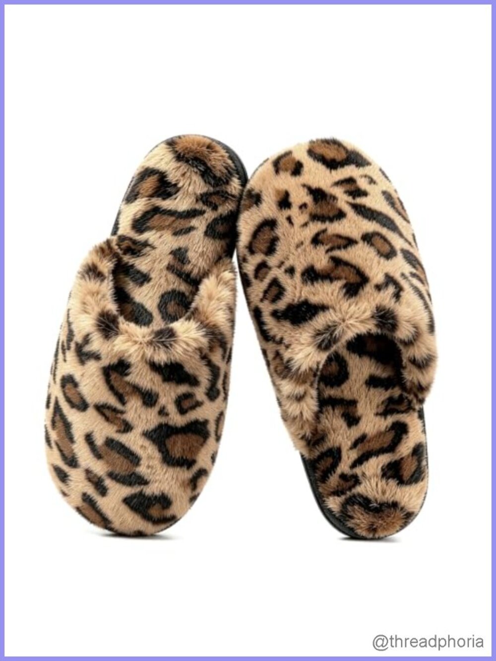 Cheetah Faux Fur Slippers Memory Foam House Shoes Non-Slip Indoor Outdoor